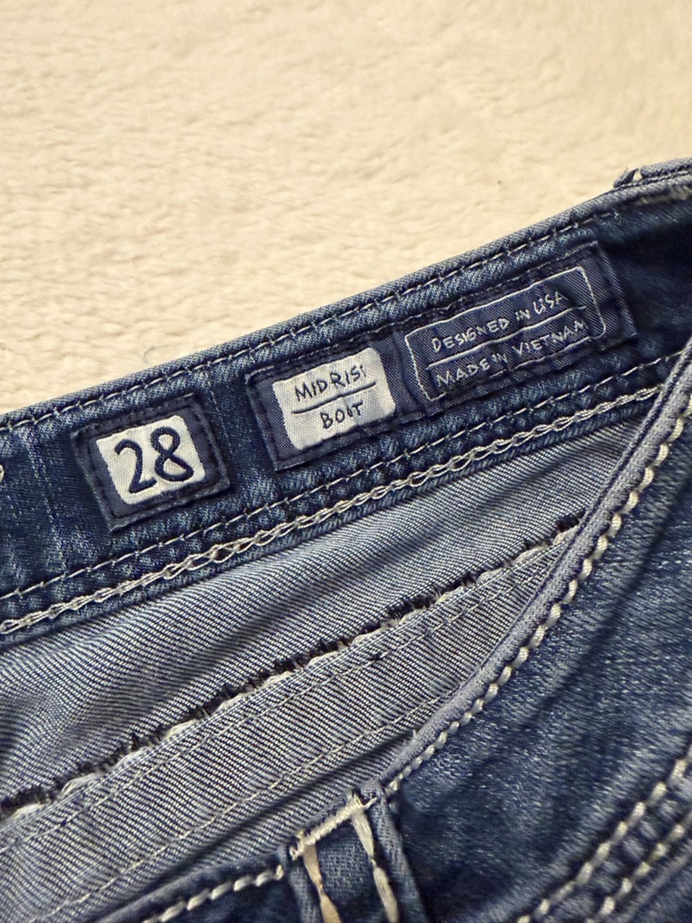 Miss Me Women's Blue Flare Jeans with Contrast Stitching - Picture 3 of 7